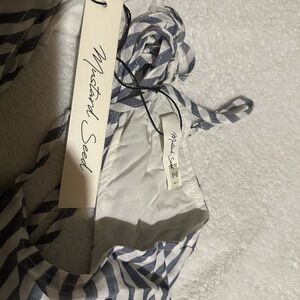 Mustard Seed Navy and White Striped high/low dress.